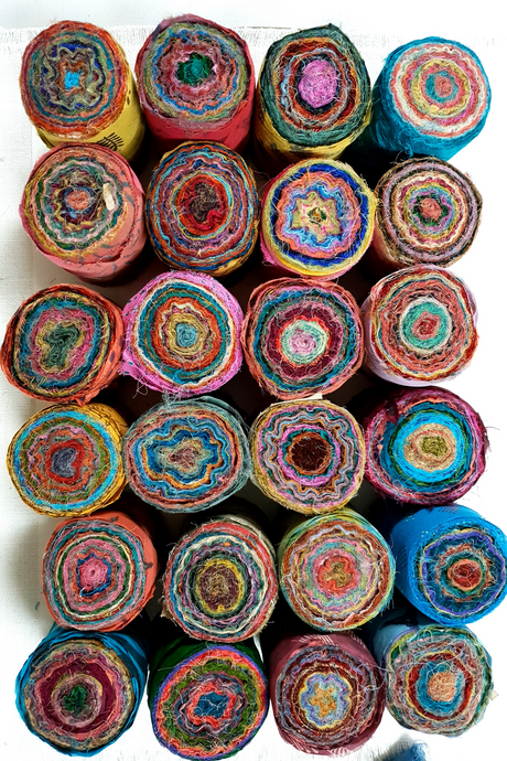 Reclaimed Printed Chiffon Sari Silk Roll
